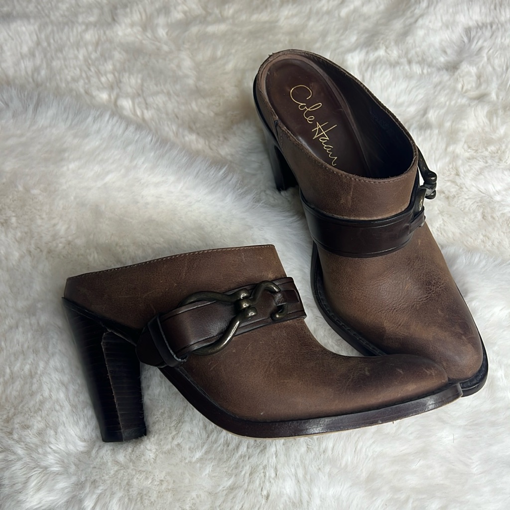 Cole Haan Women’s Brown Leather Highheels Mules Nikeair Size 6.5